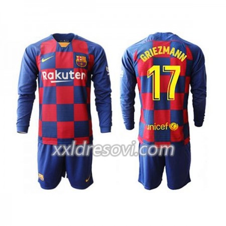 FC Barcelona Griezmann 17 Domaći Dječji Komplet Dresovi za Nogomet 2019-2020 Dugim Rukavima (+ kratke hlače)